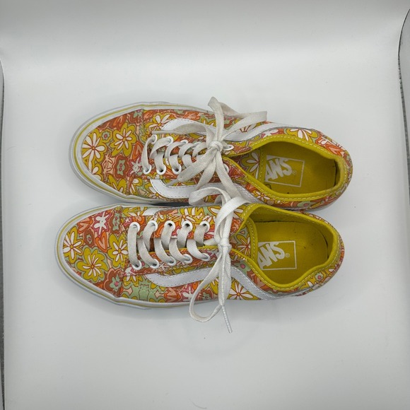 Vans Old Skool Floral Print‎ Yellow 60s groovy Women Size 6.5 psychedelic trippy - Picture 3 of 6
